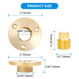 luxlead Brass Boat Drain Plug Kit, 1/2 Inch NPT Marine Garboard Transom Drain Plug for 1 Inch Hole, 2 Set