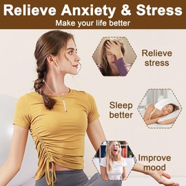 Breathing Necklace, Portable Anxiety Relief Breathing Necklace, Anxiety Whistle Necklace for Meditation, Stress Relief, with 1 Stress Relief Ring, Christmas Valentine Gift (Gold)