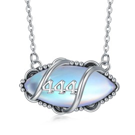 MISTBEE Angel Number Necklace 925 Sterling Silver 444 Necklace Moonstone Angel Number Pendant Jewelry for Women Mom Mother Day’s