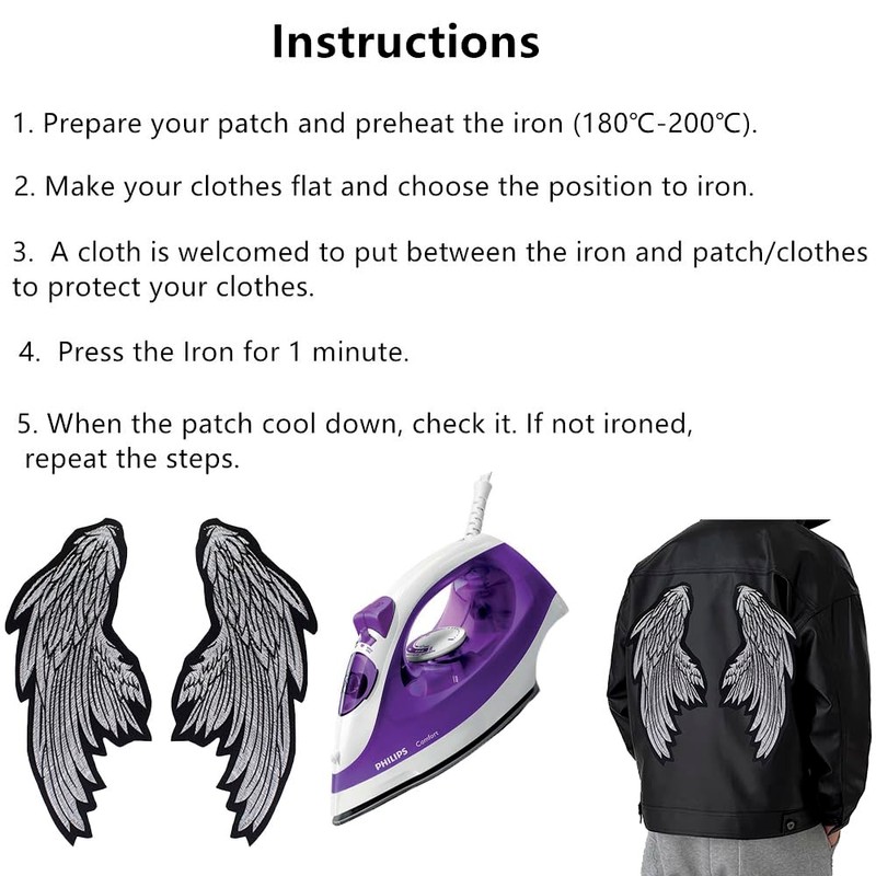 PaEmbro Angel Wing Patches Embroidered Fabric Patches Iron On Patch