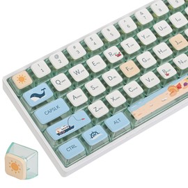 Colorful Summer Blue ASA Custom keycaps ，118 Keys Double-Shot Key Cap Set for Cherry/Gateron MX switches 60 Percent / 64/61 Gaming Mechanical Keyboard(Colorful Summer Blue)