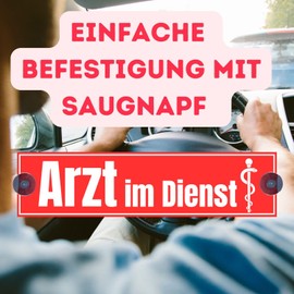 Doctor in Use Suction Cup Sign for Front or Rear Window - Olanmarp Compact Sign for Temporary Labelling of Emergency Vehicles | 20 x 5 cm | UV-Resistant & Weatherproof