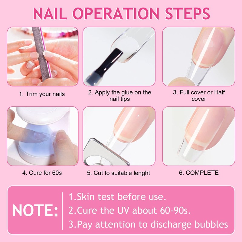 INPING Soft Gel Full Cover Nail Tips, 240PCS Short Almond