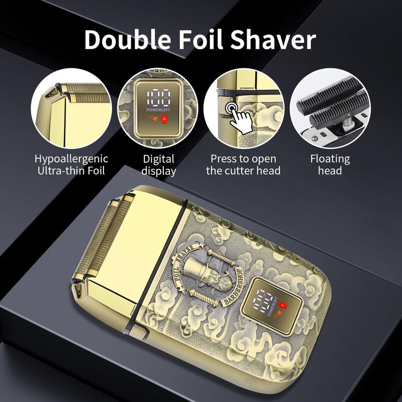 HIENA PRO Professional Foil Shaver for Men, Double Electric Foil
