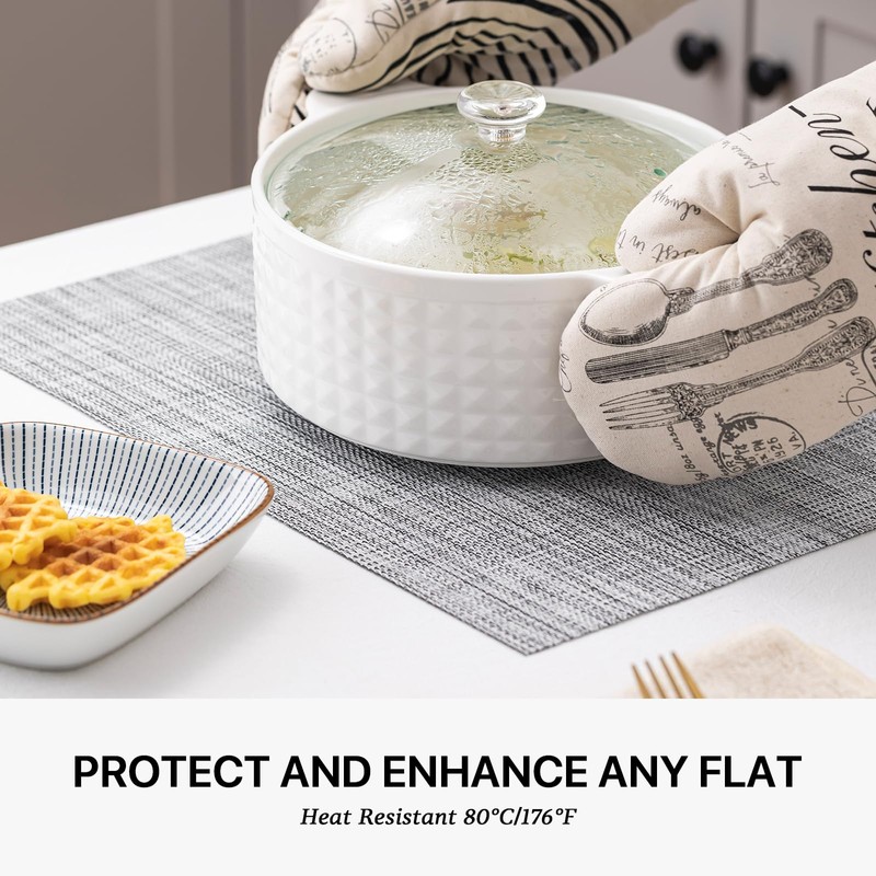 LEXMORE Placemats Set of 4 Vinyl/Plastic Woven Place Mats for