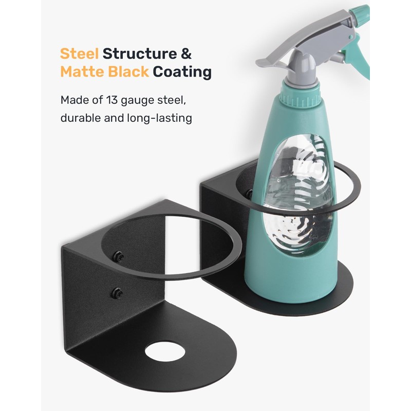 RoakyRoasy Spray Bottle Holder 2 pcs, Thick Steel Wall Mount