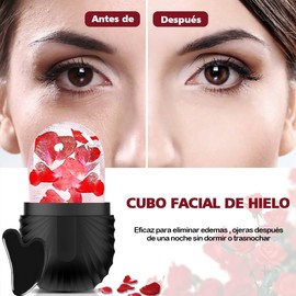 Rodillo de Hielo para la Cara,Molde de Hielo para Cara de Silicona Reutilizable,Rodillo Facial Hielo para Belleza y Cuidado de Facial,Herramientasde Cuidado para Masaje Facial para Belleza Facial(Negro)