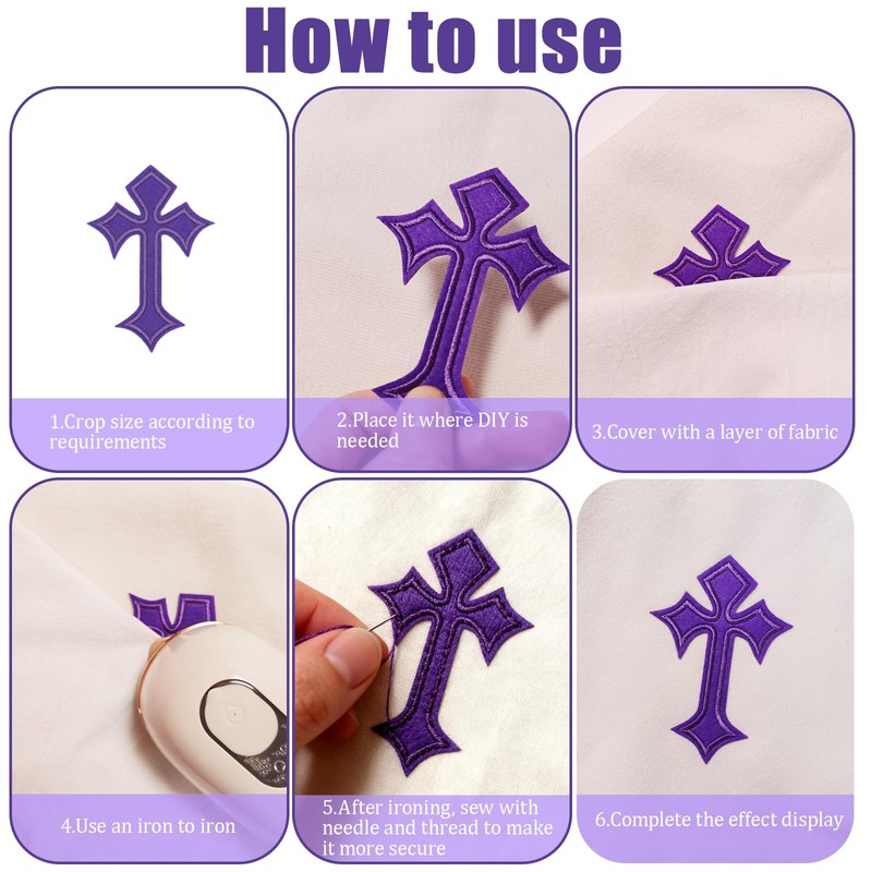 48 Pcs Cross Patches Iron On for Clothes