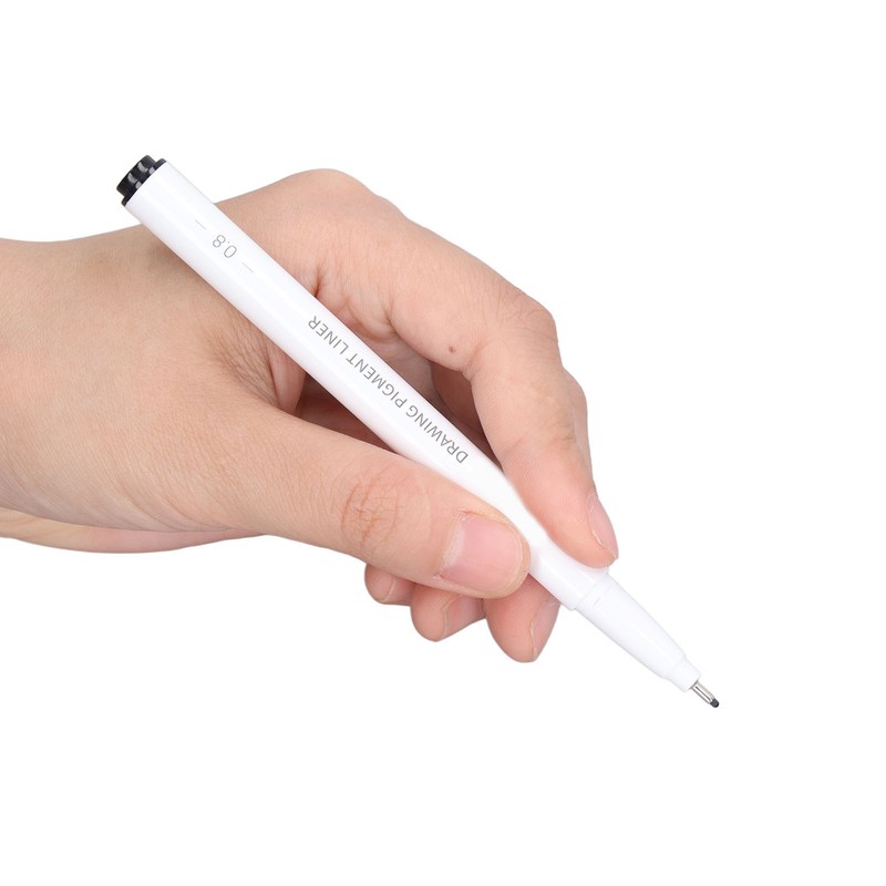 10Pcs Fineliner Pens Black Ink Durable Waterproof Fadeless High Smoothness