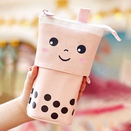 Pencil Case Cartoon Pencil Holder Cute Pencil Case Cosmetic Bag Organiser Standing Pencil Bag Stationery Case Gift for Student Teenager Girls Adult School Office (Pink), pink, Playful
