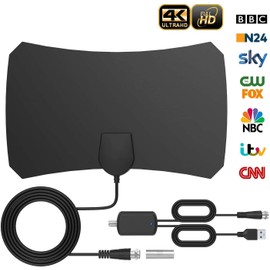 Fotgear Antena de TV Digital, Antena de HDTV para Interiores con Excelente Rendimiento para TDT Digital y señales de TV Analógicas, 4K 1080P, Antena de Ventana con Amplificador de señal