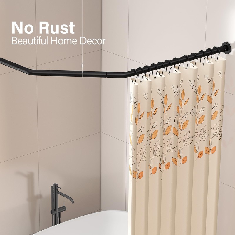 Diamond Shaped Corner Shower Curtain Rod, [Both Sides: 22"-34.8", Middle: