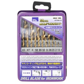 GREATTOOL 鉄工用ドリル刃セット チタンコーティング 19本組