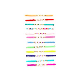 COLORFUL BLING 5-12Pcs Bohemian Love Heart Bead Bracelets for Women Vinyl Disc Heishi Surfer Stackable Stretch Bracelet Summer Beach Boho Jewelry, beads, bead