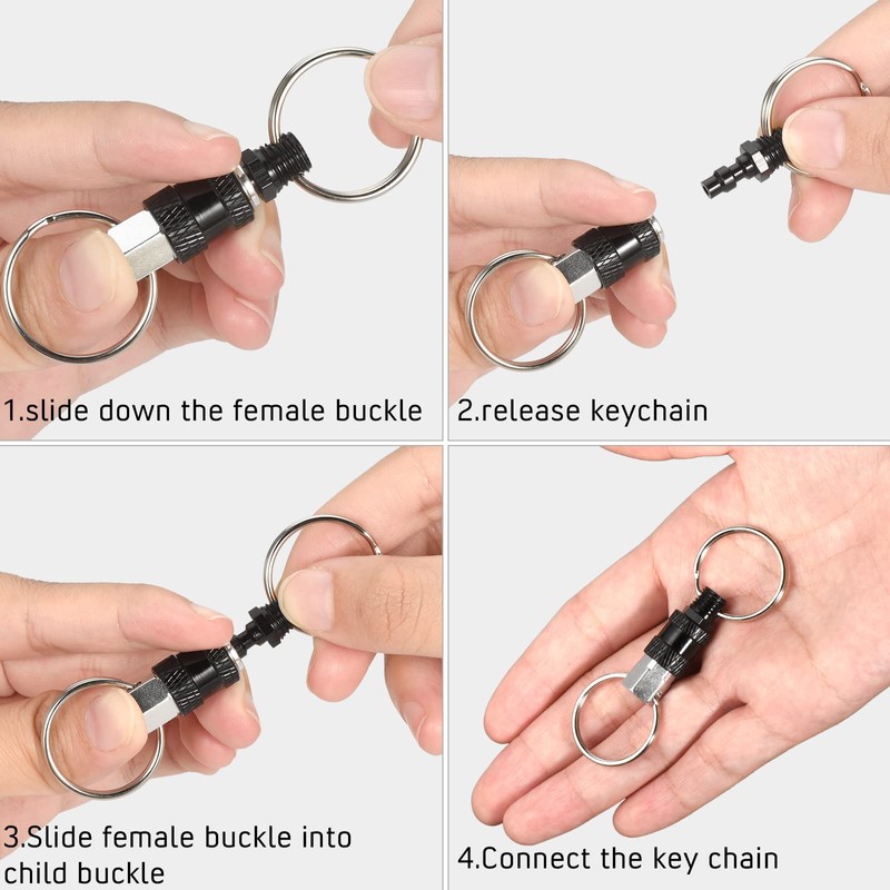 SEADESKY 6Pcs Quick Release Keychain Detachable Key Ring Pull Apart