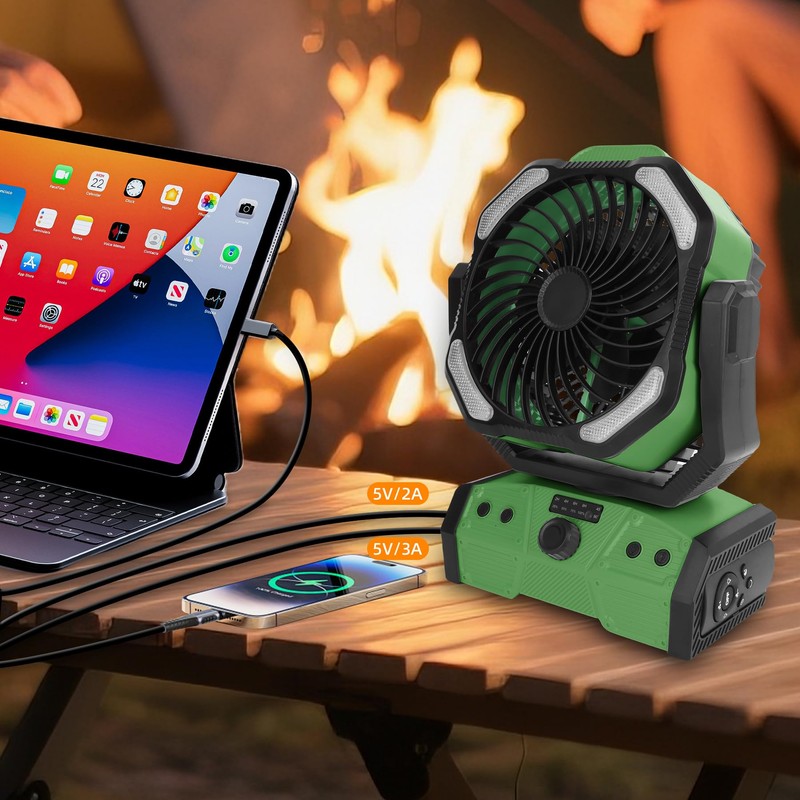 ELZO 30000mAh Camping Fan with LED Light, Max 70H Working,