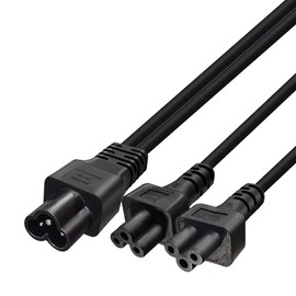 Strhowill IEC320 C6 to 2 X C5 Y Splitter Adapter Cord,C6 to Dual C5 Power Cord.IEC 320 C6 to 2XC5 Adapter Converter AC Power Supply Cord,C5 to C6 to C5. 1FT/0.3M