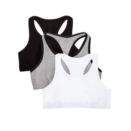 Fruit of the Loom Sujetador deportivo de algodón para niñas grandes, Gris Con Negro/Blanco/Negro, 32