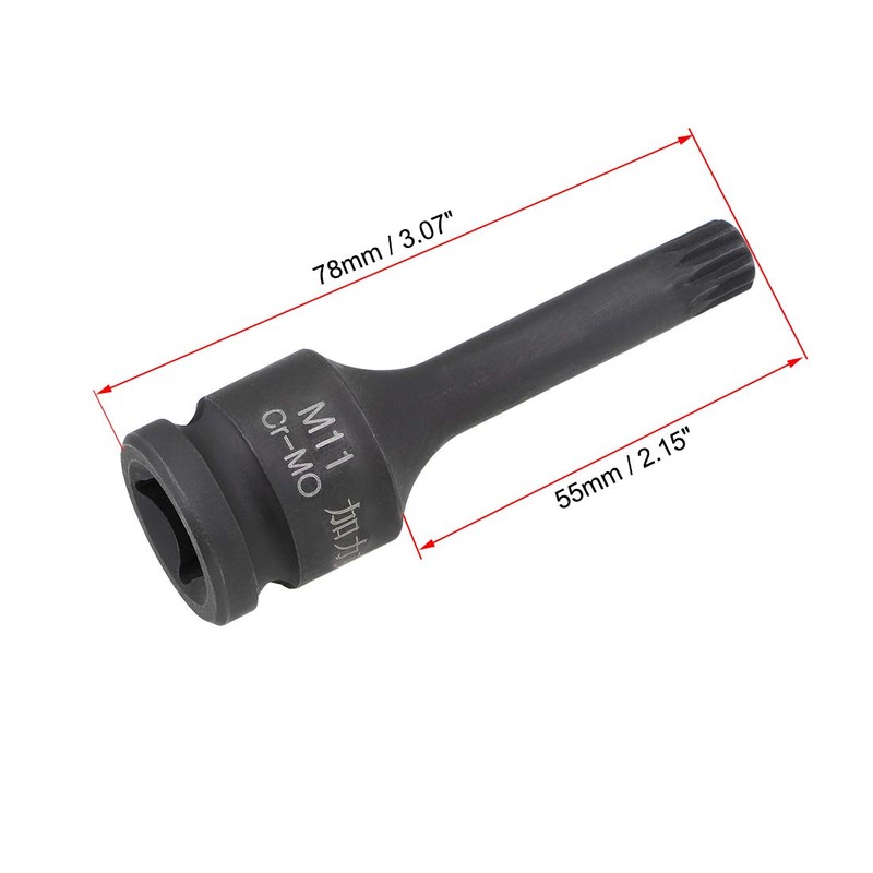 uxcell 1/2" Drive x M11 (11mm) Impact Triple Square Spline