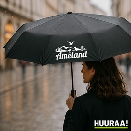 Huuraa Regenschirm Ameland Niederlande Geschenk 98cm Schwarz Doppelautomatik Ameland Geschenkidee