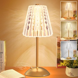 JSXing Lámpara de Mesita de Noche, Lampara de Mesa de Cristal Regulable, 3000-6000K,Táctil Lámpara Pequeña Recargable, Lámparas de Noche para Dormitorio Sala de Estar Baño Bar del Hotel