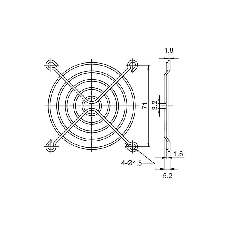 Fan Grille 80 x 80 mm for Axial Fans 80