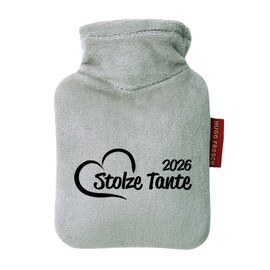 Huuraa Taschenwärmer Stolze Tante 2026 Herz Geschenk 0,2 Liter Grey Mini Veloursbezug Stolze Tante Geschenkidee