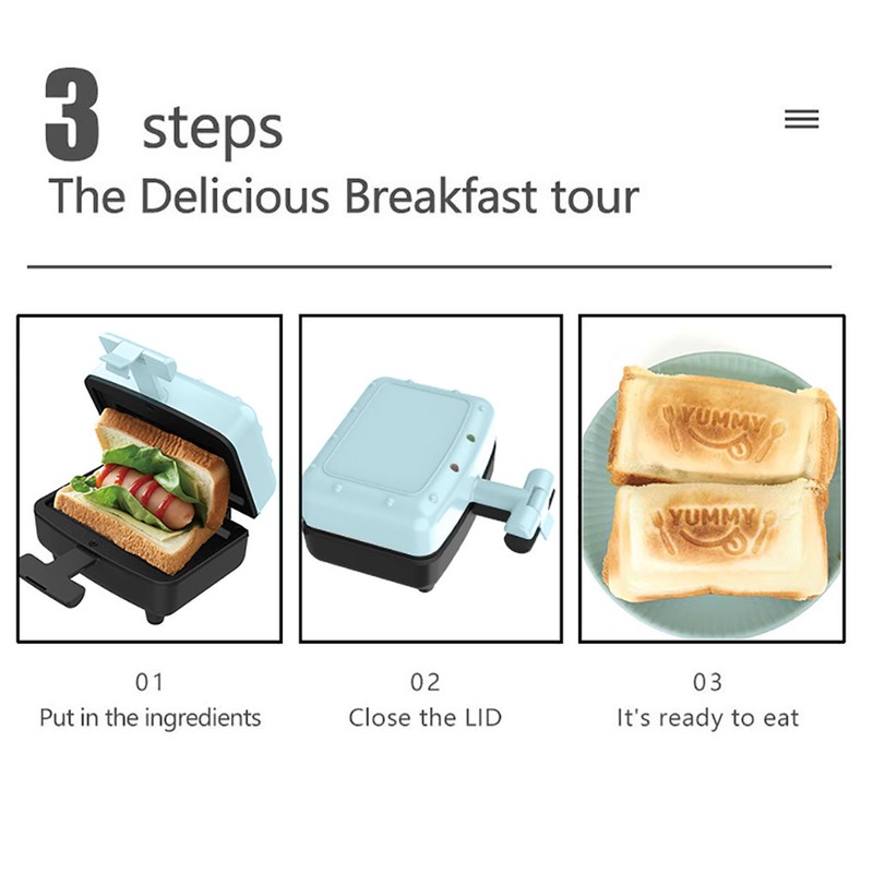 Sandwich Maker Double Sided 300W Anti Stick Indicator Light Cold