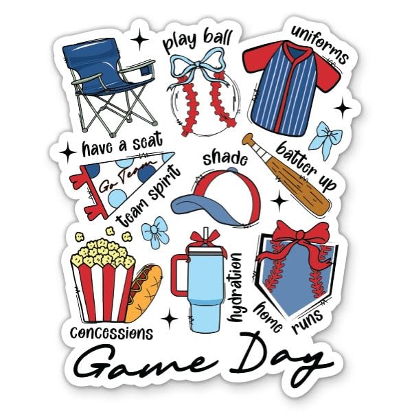 Game Day Baseball Collage Stickers - 2 Pack - Waterproof