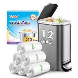1.2 Gallon 210 Counts Strong Trash Bags Garbage Bags, Bathroom Trash Can Waste Basket Liners, Small Plastic Bags for home office kitchen, fit 5 Liter 5L, 1 Gal, Clear