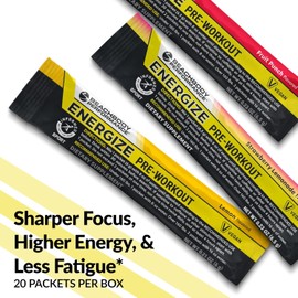 BODi Energize Pre Workout Powder - Beta-Alanine, Quercetin & Low-Dose Caffeine Formula for Enhanced Energy & Focus, Increase Energy & Endurance Supplement, Mixed Berry, 20 Sticks