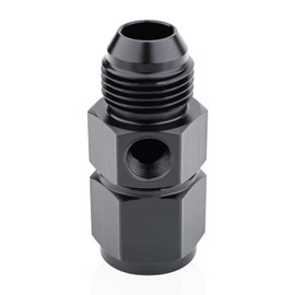 8AN Male Flare to 8AN Female Swivel with 1/8 NPT Gauge Port Fuel Pressure Take Off Fitting Adapter(AluminumBlack Anodized)