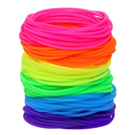 Penta Angel Silicone Jelly Hair Tie Bracelet Penta Angel 60Pcs Adult Size Retro Solid Neon 80s Style Costume Wrist Band Elastics for Men Women Party Favors (60)
