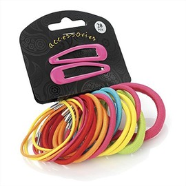 Twenty piece bright tone hair snap clip and elastic set.