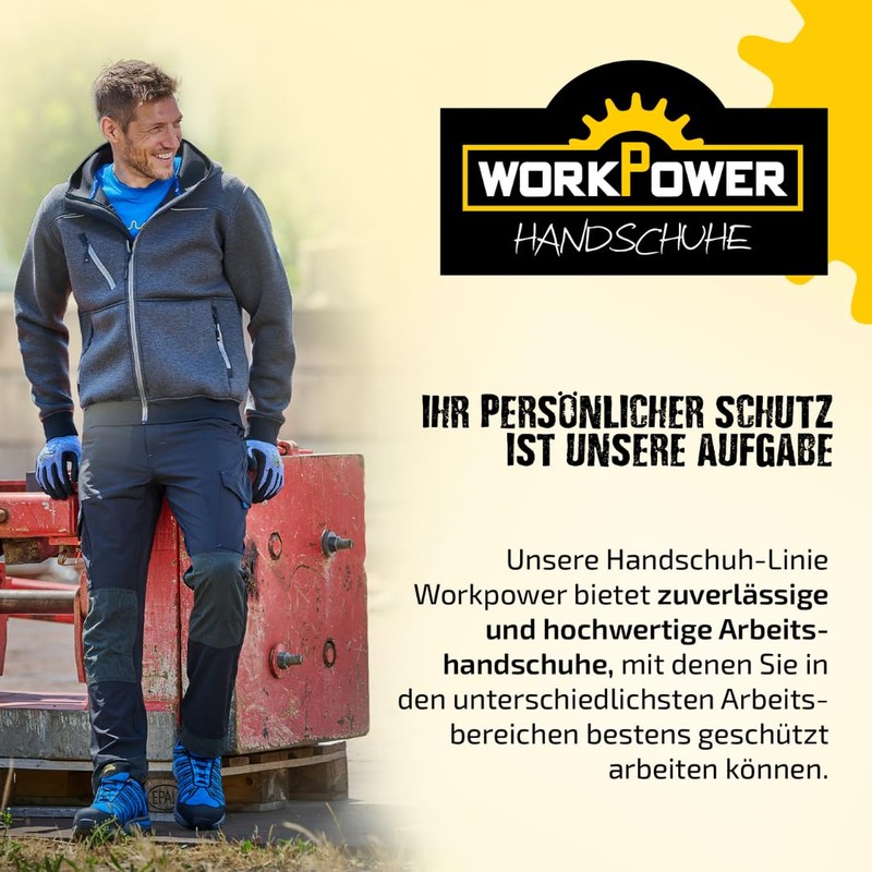 WORKPOWER Pan Work Gloves for Men - Non Slip Latex