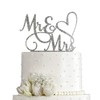 Mr and Mrs ケーキトッパー 花嫁と花婿のサイン ウェディング/婚約ケーキトッパー デコレーション シルバーグリッターアクリル