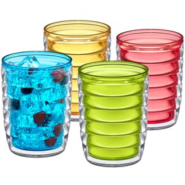 Amazing Abby - Arctic - 16-Ounce Insulated Plastic Tumblers (Set of 4), Double-Wall Plastic Drinking Glasses, Mixed-Color Reusable Plastic Cups, BPA-Free, Shatter-Proof, Dishwasher-Safe, (AA-0648)