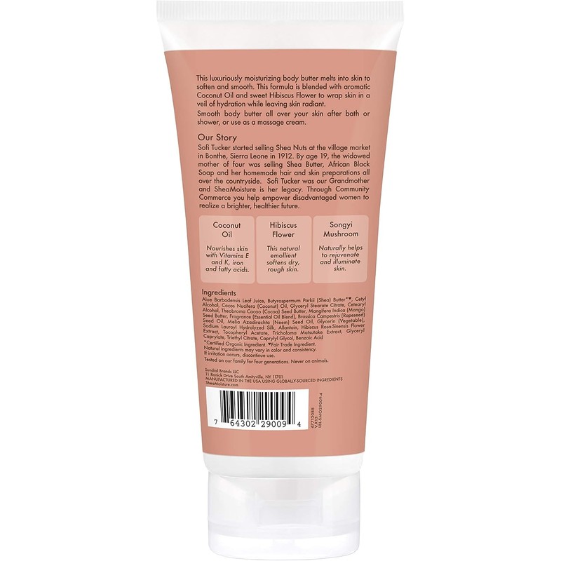 SheaMoisture Coconut & Hibiscus Body Butter, 6 Ounce