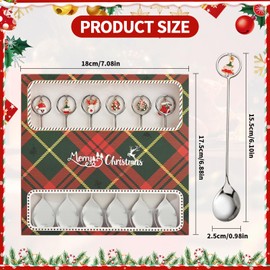 6 Pcs Christmas Coffee Spoons Stainless Steel Stirring Spoon with Christmas Pendants Coffee Christmas Spoons Dessert Tea Spoons for Christmas Party Tableware Decorations Gift Packing (A)