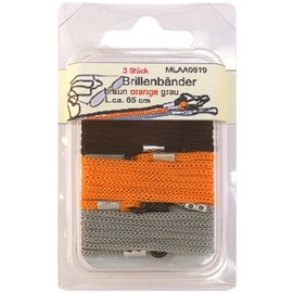 Pack of 3 Glasses Cords Brown, Orange, Grey, Glasses Cord, Glasses Cord, Cord, 0619