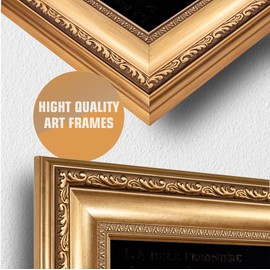 Lady with an Ermine by Leonardo da Vinci Framed Size:26X22 inches,Image Size:20X16 inches,Gold Frame The World Classic Art Reproductions,Wall Art for Home Decor