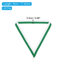 PATIKIL Award Neck Ribbons with Snap Clips, 20 Pcs Polyester Striped Medal Lanyards Ribbon for Competitions Sports Meetings Sports Party, Green White
