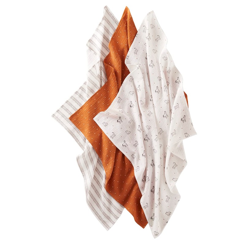 Vertbaudet Pack of 3 organic cotton changing cloths, globetrotters