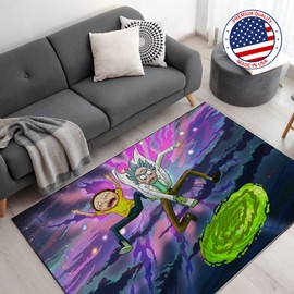 DreamController Ricky Morty Custom Rugs for Gamer Room (62x40inch)| Playroom Carpets Inspired by Games & Anime Decor for Gamers | Gamer Room Decor for Kids Teen Anti-Slip Gaming Mats
