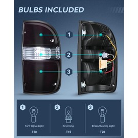 Nilight Taillight Assembly Compatible with 2001 2002 2003 2004 Toyota Tacoma Rear Lamp Replacement with Dark Red Housing Tail Lights Passenger Side