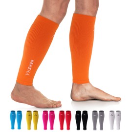 NEWZILL Compression Calf Sleeves (20-30mmHg) for Men & Women - Perfect Option to Our Compression Socks - For Running, Shin Splint, Medical, Travel, Nursing (Solid Orange, XX-Large)