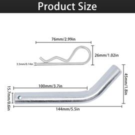 GDFYMI Trailer Hitch Pin & Clip, 5/8-Inch Diameter Fits 2" or 2-1/2" Receiver, 2pcs Silver