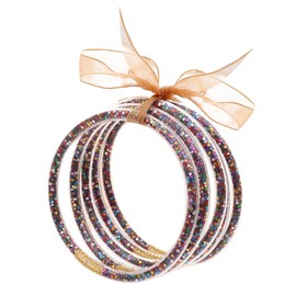 Cute Jelly Bangles Bracelets for Women 80's Neon Dress Glitter Filled Jelly Buddha Bracelet for Women Trendy 2025