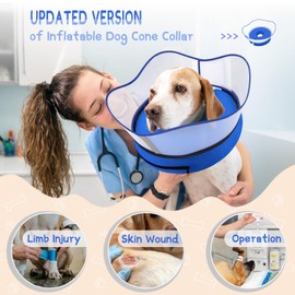 Supet Raised Inflatable Cone Collar to Stop Licking, Soft Dog Cone Alternative After Surgery, Neck Donut Collar for Small to Large Dogs