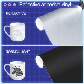 VINYL FROG Reflective Black Adhesive Vinyl 12 inches x 6 FT Roll, Flashlight Sensitive Craft Vinyl for Decals, Cars, Bikes, Motorcycles, Helmets, Mailbox, Reflective Tape Roll